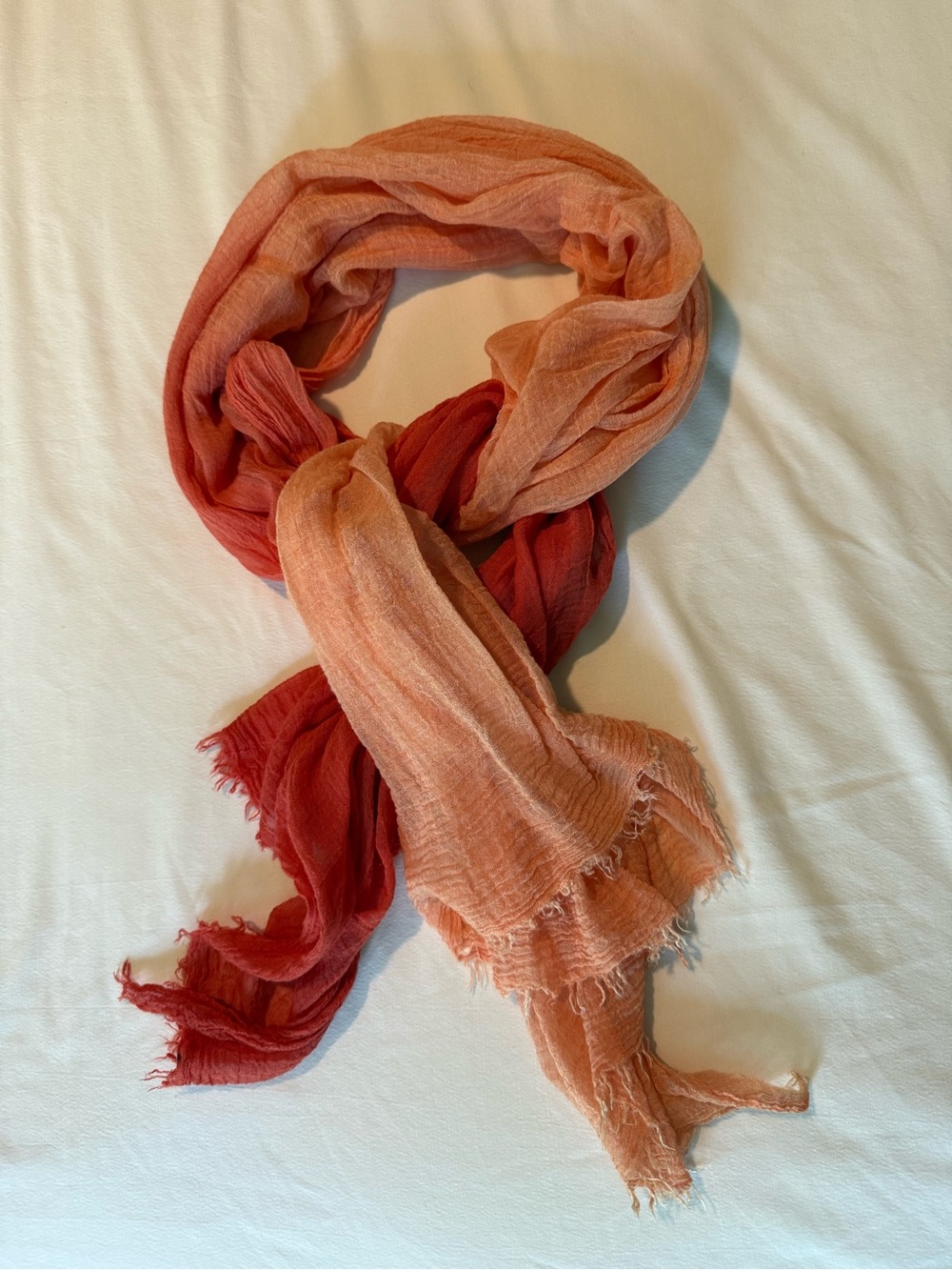 LOFT Two-Tone Peach and Rust Lightweight Scarf